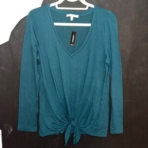 Express casual long sleeve shirt with tie